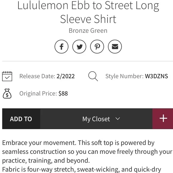 Lulu🍋 Ebb to Street Long Sleeve Bronze Green size 6 - Picture 11 of 13